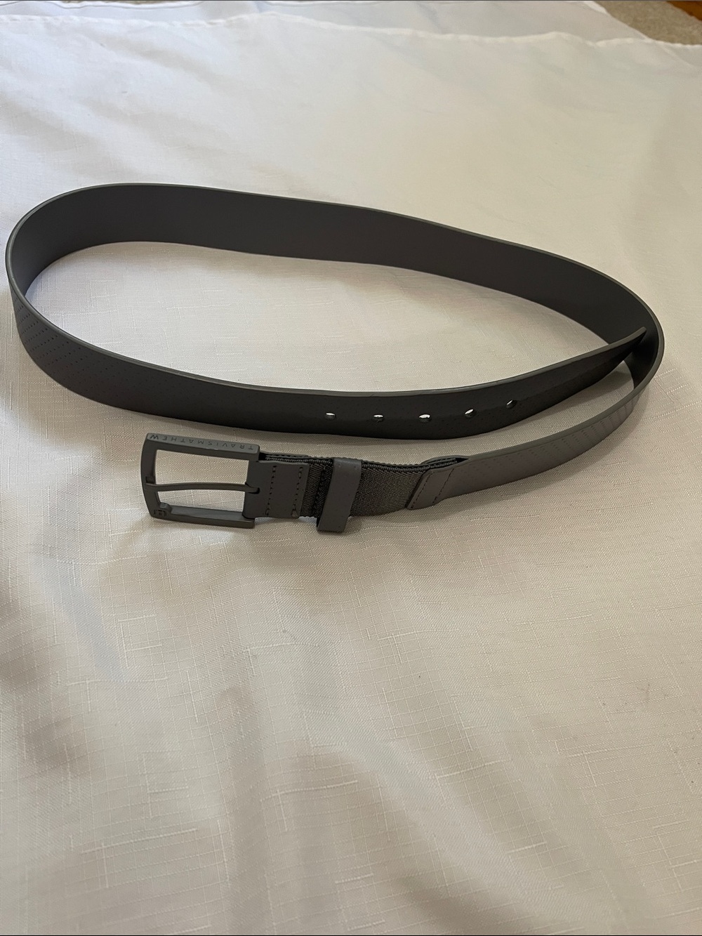 Travis Mathew Charcoal Gray Men's Leather Belt with Matte Gray Buckle